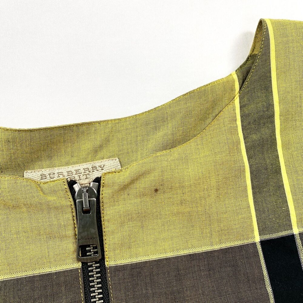 Burberry Brit Top Nova Check Plaid Tunic Zip Womens XL Yellow Black Cotton Blend - Picture 4 of 10